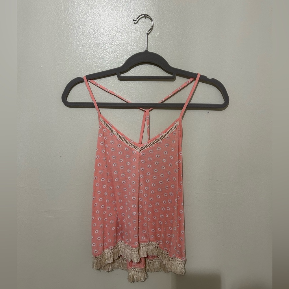 XHILARATION | soft, loungey sleepwear top w/spaghetti straps & fringed bottom